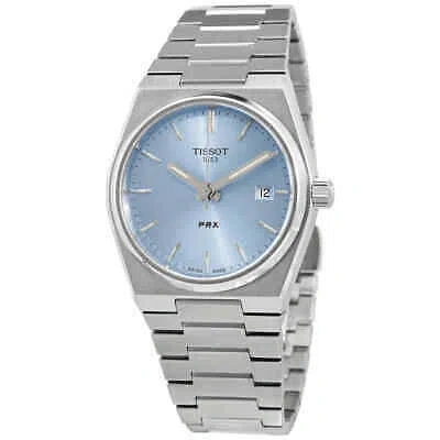 Pre-owned Tissot Prx 35 Quartz Blue Dial Ladies Watch T1372101135100