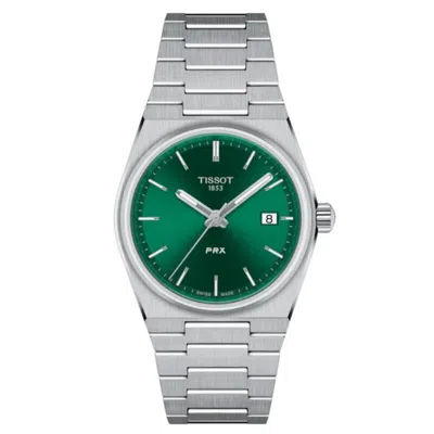 Pre-owned Tissot Prx 35mm Green Dial Steel Quartz Unisex Watch T137.210.11.081.00