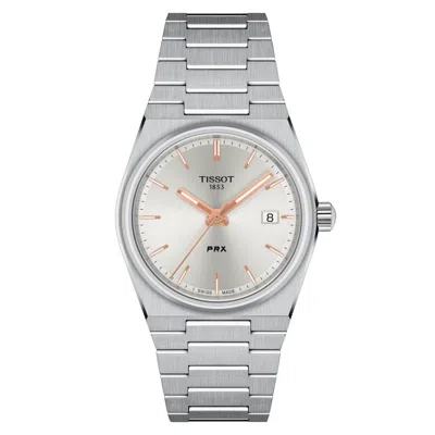 Pre-owned Tissot Prx 35mm Quartz Silver Dial Stainless Steel Unisex Watch T1372101103100