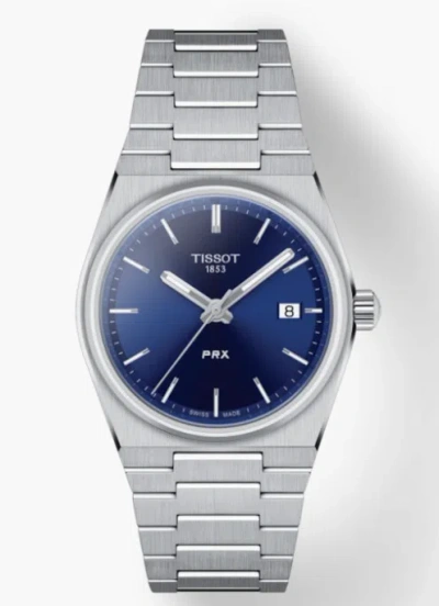 Pre-owned Tissot Prx 35mm Quartz Silver Stainless Steel Men's Watch T1372101104100