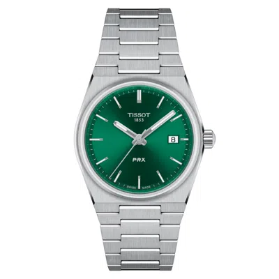 Pre-owned Tissot Prx 35mm Stainless Steel Green Dial Quartz Watch T137.210.11.081.00