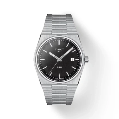 Pre-owned Tissot Prx 40mm Black Dial Steel Bracelet Men's Watch T1374101105100