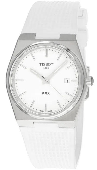 Pre-owned Tissot Prx 40mm Quartz White Dial Rubber Men's Watch T137.410.17.011.00