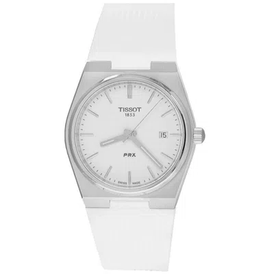 Pre-owned Tissot Prx 40mm Quartz White Dial Rubber Men's Watch T1374101701100