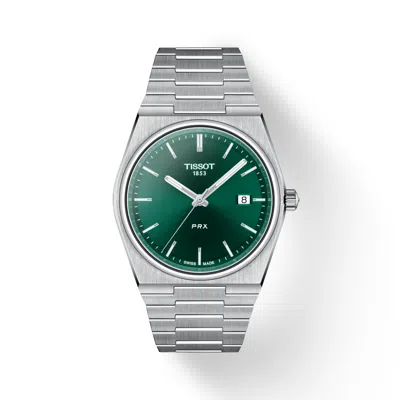 Pre-owned Tissot Prx 40mm Stainless Steel Green Dial Quartz Mens Watch T137.410.11.091.00