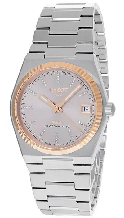 Pre-owned Tissot Prx Auto 35mm 18k Gold Bezel Ss Women's Watch T931.207.41.336.00