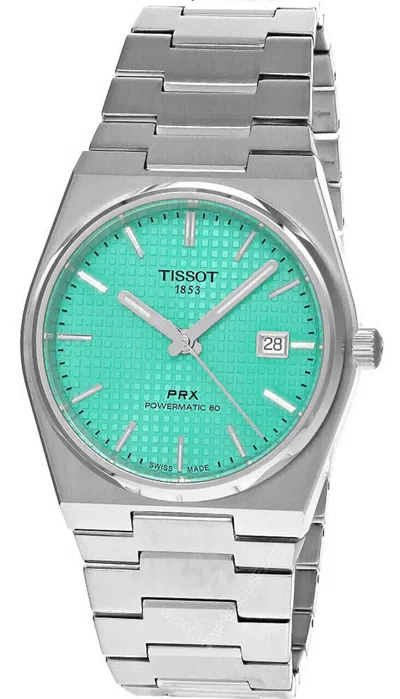 Pre-owned Tissot Prx Auto 35mm Ss Light Green Dial Unisex Watch T137.207.11.091.01