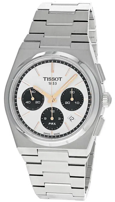 Pre-owned Tissot Prx Auto 42mm Chrono S-steel White Dial Men's Watch T137.427.11.011.00