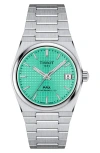 Tissot Light Green T137.407.11.091.01 Prx 40 Stainless-steel Automatic Watch In Silver/ Light Green