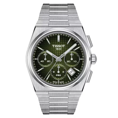 Pre-owned Tissot Prx Automatic Chronograph 42 Mm Green Dial Watch T137.427.11.091.00