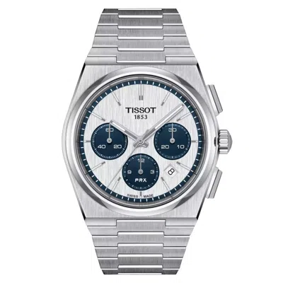 Pre-owned Tissot Prx Automatic Chronograph 42 Mm Silver Blue Dial Watch T137.427.11.011.01
