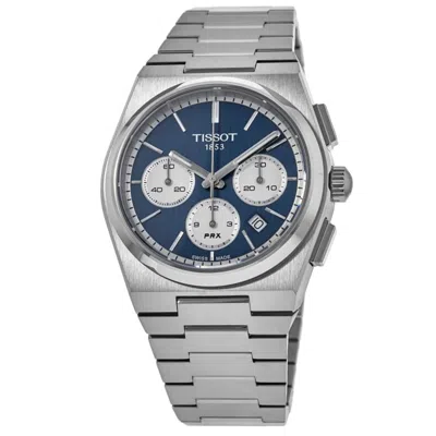 Tissot Prx Automatic Chronograph Blue Dial Stainless Steel Men's Watch T137.427.11.041.00 In Gray
