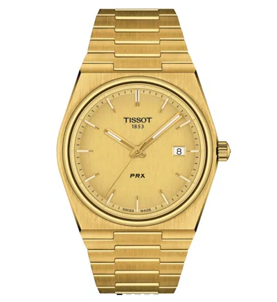 Pre-owned Tissot Prx Champagne Dial Gold Pvd 40mm Men's Watch - T137.410.33.021.00