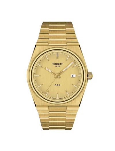 Pre-owned Tissot Prx Champagne Dial Yellow Gold Pvd 40mm Men's Watch T1374103302100