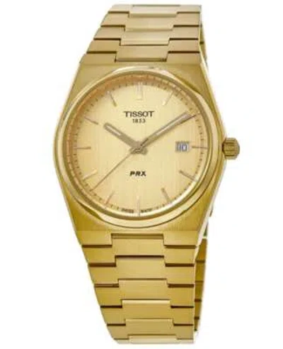 Pre-owned Tissot Prx Champagne Dial Yellow Gold Pvd Men's Watch T137.410.33.021.00
