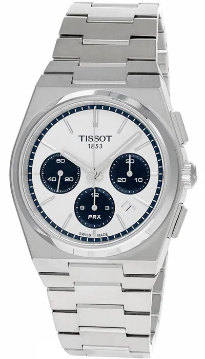 Pre-owned Tissot Prx Chrono 42mm Auto White Dial Ss Men's Watch T137.427.11.011.01