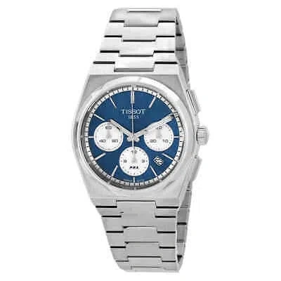 Pre-owned Tissot Prx Chronograph Automatic Blue Dial Men's Watch T1374271104100