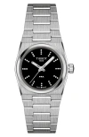 Tissot Women's Swiss Prx Diamond (1/20 Ct. T.w.) Stainless Steel Bracelet Watch 25mm In Black