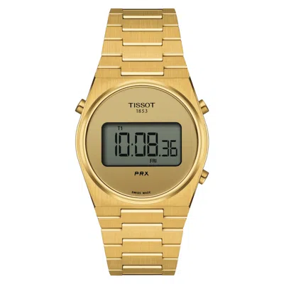 Pre-owned Tissot Prx Digital Gold Pvd Stainless Steel 35mm Watch T1372633302000