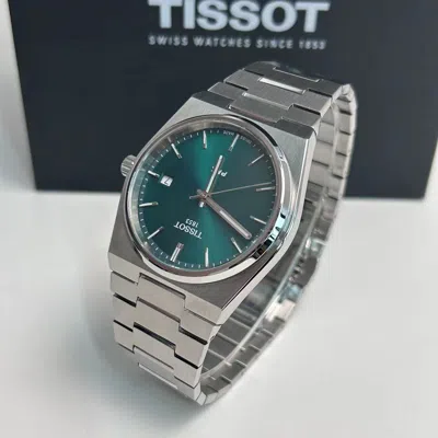 Pre-owned Tissot Prx Green Dial Stainless Steel Quartz Men's Watch 40mm T137.410.11.091.00