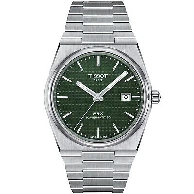 Pre-owned Tissot Men's Prx Powermatic 80 Green Dial Watch - T1374071109100