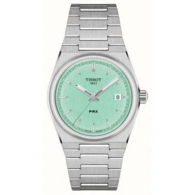 Pre-owned Tissot Prx Light Green 35mm Quartz Stainless Bracelet Watch T1372101109100