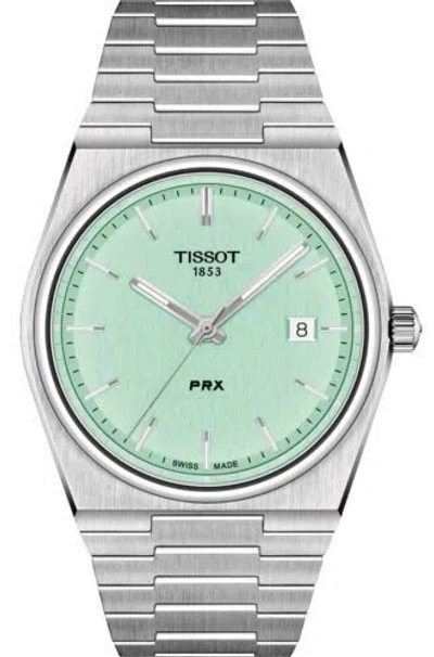 Pre-owned Tissot Prx T1374101109101 Green Dial Stainless Steel Watch In Box With Tags