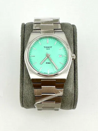 Pre-owned Tissot Prx Light Green Steel Watch T137.410.11.091.01 In Box With Tags