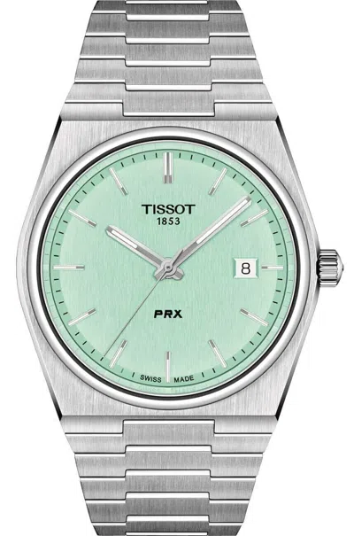 Pre-owned Tissot Prx Light Green Sunray Dial 40mm Men's Watch - T137.410.11.091.01