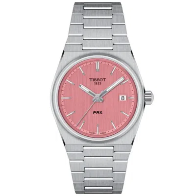 Pre-owned Tissot Prx Pink Dial 35mm Quartz Stainless Unisex Watch T137.210.11.331.00