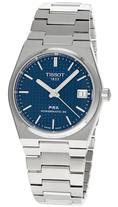 Pre-owned Tissot Prx Powermatic 80 35mm Blue Dial Ss Unisex Watch T137.207.11.041.00