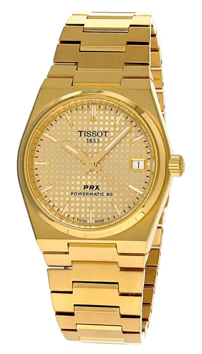 Pre-owned Tissot Prx Powermatic 80 35mm Champagne Dial Ss Unisex Watch T137.207.33.021.00