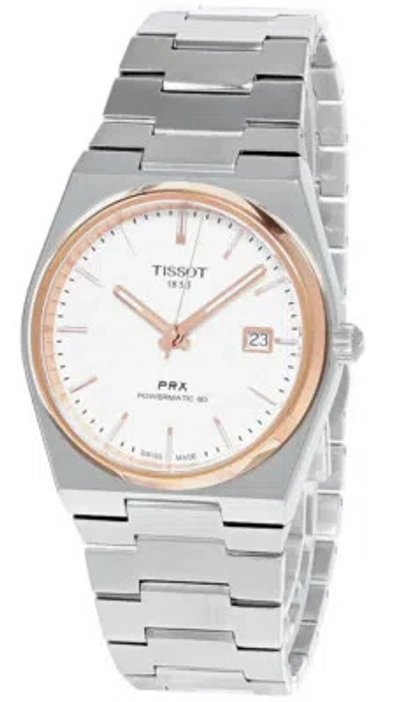 Pre-owned Tissot Prx Powermatic 80 40mm Silver Dial Rose-g Men's Watch T137.407.21.031.00