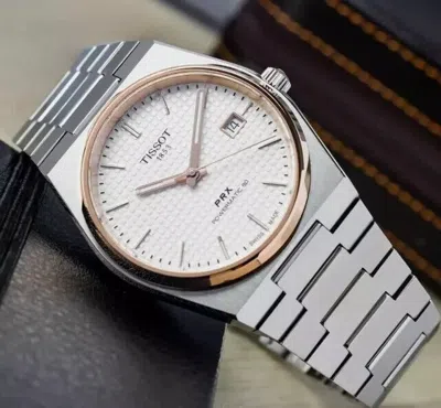 Pre-owned Tissot Prx Powermatic 80 40mm Silver Dial Rose Men's Watch (t137.407.21.031.00)