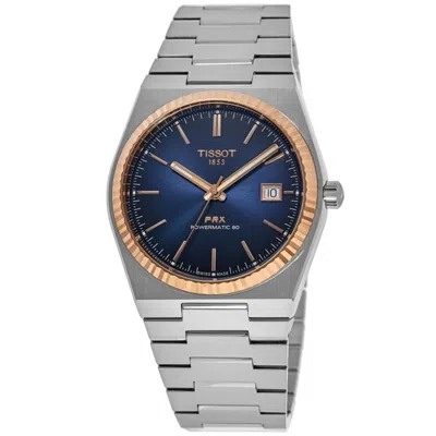 Tissot Prx Powermatic 80 Automatic Blue Dial 18k Rose Gold Bezel Steel Men's Watch T931.407.41.041.00