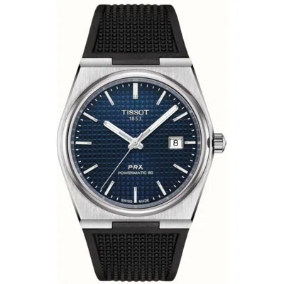 TISSOT PRX POWERMATIC 80 AUTOMATIC BLUE DIAL BLACK RUBBER STRAP MEN'S WATCH T137.407.17.041.00