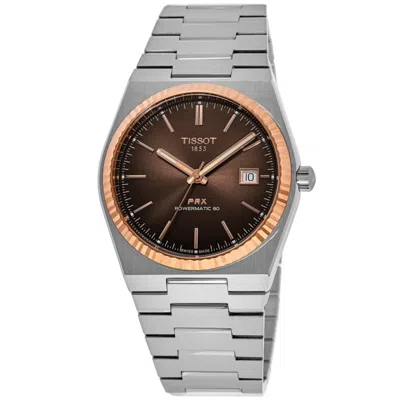 Tissot Prx Powermatic 80 Automatic Brown Dial 18k Gold Bezel Steel Men's Watch T931.407.41.291.00