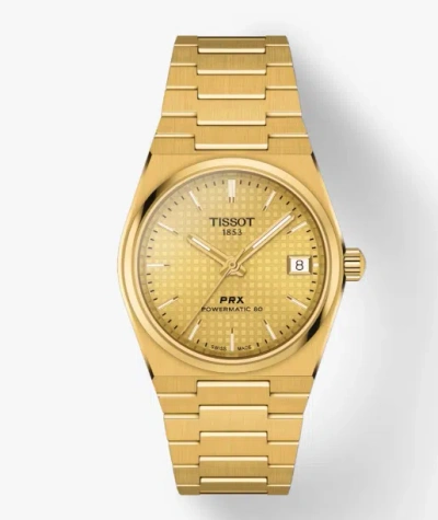 Pre-owned Tissot Prx Powermatic 80 Automatic Gold Dial Men's Watch T1372073302100