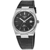 Tissot Prx Powermatic 80 Black Dial Leather Strap Men's Watch In Black