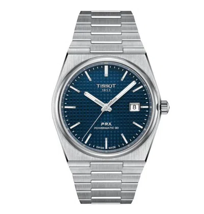 Pre-owned Tissot Prx Powermatic 80 Blue Dial Grey Strap Men's Watch T1374071104100