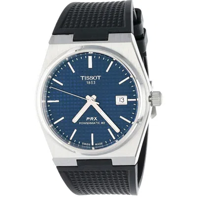 Pre-owned Tissot Prx Powermatic 80 Blue Dial Rubber Strap Men's Watch T1374071704100