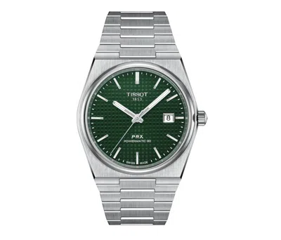 Pre-owned Tissot Prx Powermatic 80 Green Dial Grey Strap Men's Watch T1374071109100