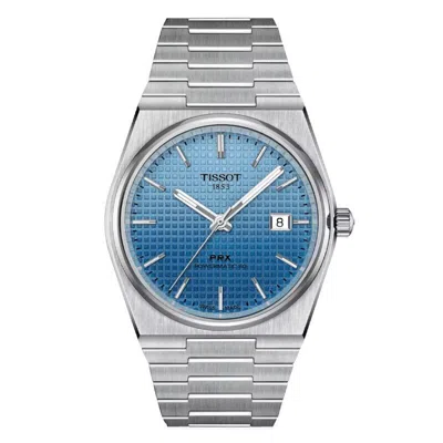 Pre-owned Tissot Prx Powermatic 80 Ice Blue Chameleon 40mm Steel T137.407.11.351.01