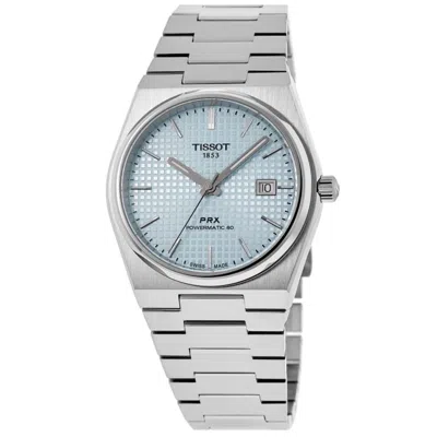 Tissot Prx Powermatic 80 Ice Blue Dial 35mm Steel Women's Watch In Silver