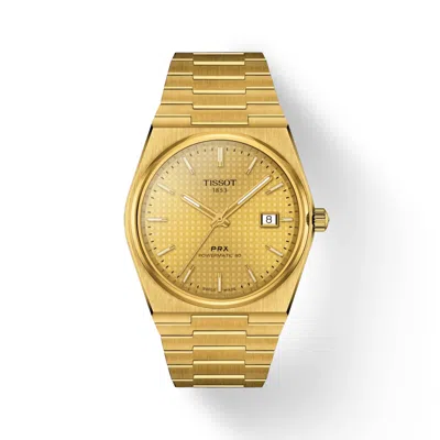 Pre-owned Tissot Prx Powermatic 80 Men's 40mm Gold Watch T137.407.33.021.00 In Box