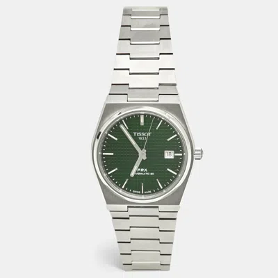 Pre-owned Tissot Prx Powermatic 80 T137.407.11.091.00 Green Dial Stainless Steel Men's Wristwatch 40 Mm