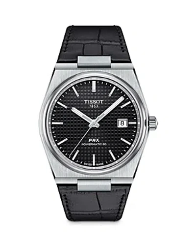 Tissot Prx Powermatic 80 Black Dial Leather Strap Men's Watch