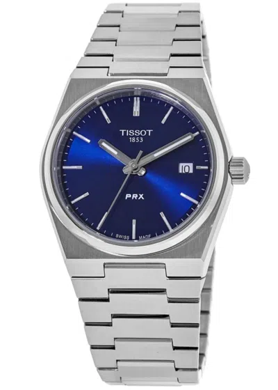 Tissot Prx Quartz 35mm Blue Dial Steel Unisex Watch T137.210.11.041.00 In Gray