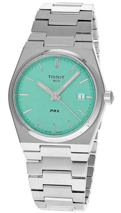 Pre-owned Tissot Prx Quartz 35mm Light Green Dial Ss Unisex Watch T137.210.11.091.00