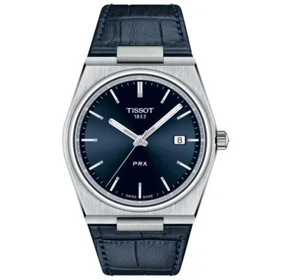 Pre-owned Tissot Prx Quartz Blue Dial Blue Leather Strap 40mm Watch T1374101604100